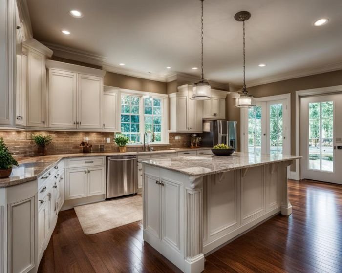clean kitchen counter with gleaming surfaces