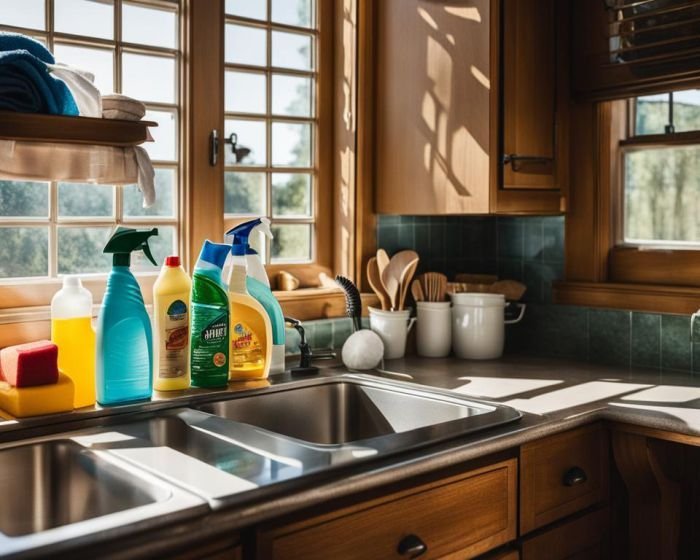 cluttered kitchen counter