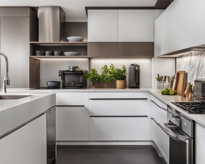 sparkling clean kitchen with organized cabinets