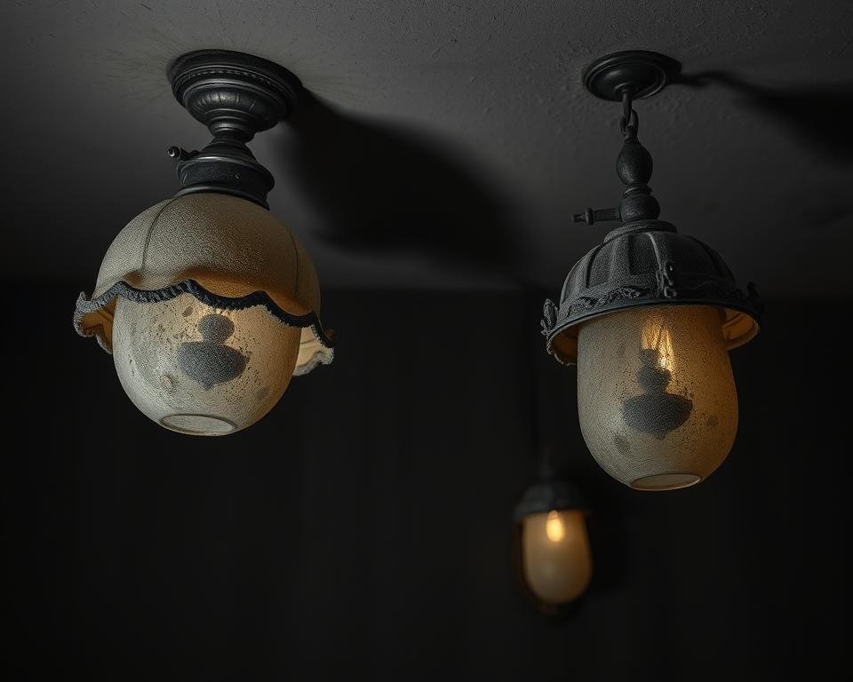 dust accumulation in ceiling lights and wall sconces